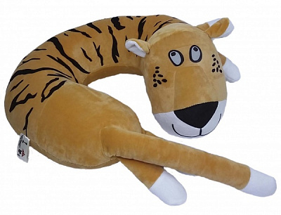 Подушка Тигр под шею 37x37 см золотистый Анна 