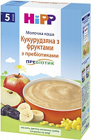Каша молочная Hipp от 5 месяцев кукурудзяна з фруктами та пребіотиками 9062300126539 250 г 