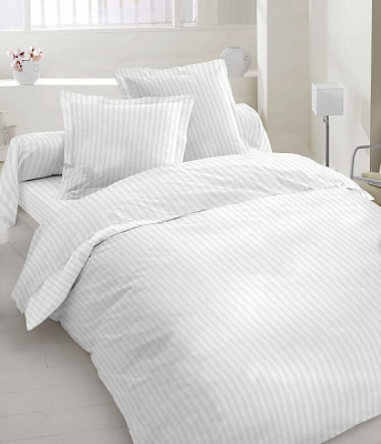 Комплект постельного белья евро страйп-сатин белый 