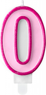 Свічка для торта Partydeco цифра 0 рожева 7 см (SCU1-0-006)