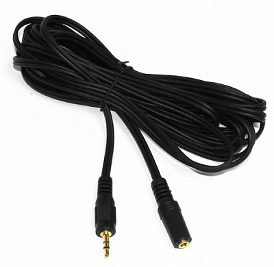 Кабель Cablexpert 5 м черный (CCA-421S-5M) стерео аудио, 3.5мм M/F 3.5мм, позолоченные контакты 