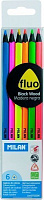 Набір олівців кольорових NEON флуоресцентні 6 шт трикутні Milan