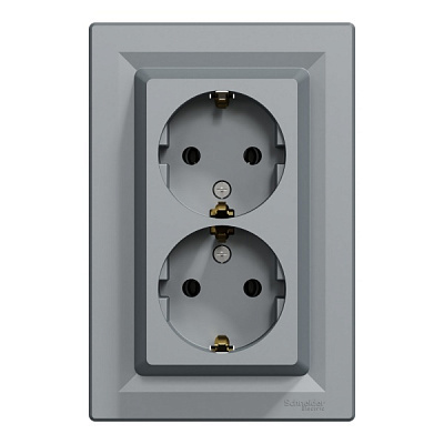 Розетка USB подвійна із заземленням Asfora IP20 сталь EPH9900162