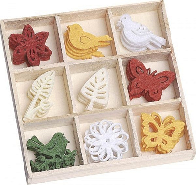 Декоративное изделие из фетра Цветы и птицы 45 шт. разноцветный, 218001215 10,5х10,5 см