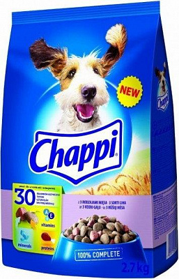 Корм Chappi для собак с телятиной, птицей и овощами 2,7 кг