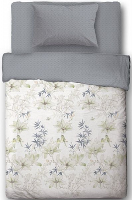 Комплект постільної білизни Romantic 1,5 сірий із білим Ibodo