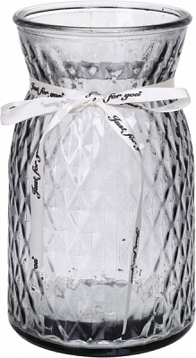 Ваза стеклянная серая Crystal Sandy 18 см YIWU