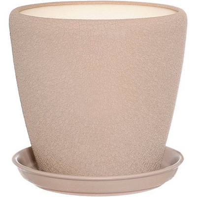 Горшок керамический Ориана-Запорожкерамика Грация №3 шелк капучино круглый 2,3л капучино (056-3-053) 