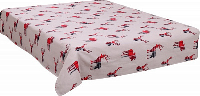 Простирадло Новорічні олені (фланель) 160x220 см червоний La Nuit