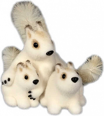 Декорація новорічна New Star сім'я білок флок 36 см