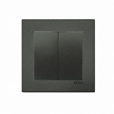 Вимикач кнопковий двоклавішний EXEN Karell без підсвітки антрацит 290-001302-202