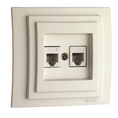 Розетка комп'ютерна + телефонна Mono Larissa PC+TF6e крем 103-171705-132
