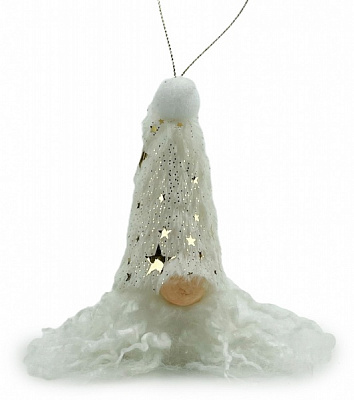 Декоративная подвеска гном бело-золотой 10 см золотой SDT2028810W