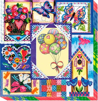 Набор для вышивания бисером на натуральном художественном холсте фоторамка Летний пэчворк АР-001 Абрис Арт 