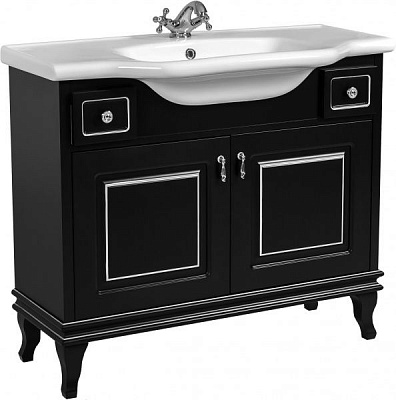 Тумба підлогова Aqua Rodos Беатріче 100 чорна патина хром з умивальником New Klasik