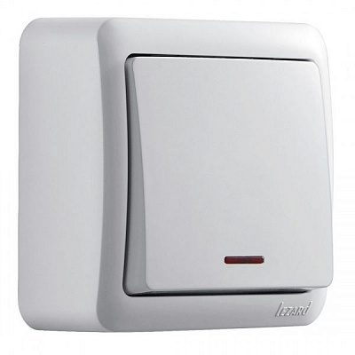 Вимикач одноклавішний Lezard Viola з підсвіткою 16 А 250В білий 751-0200-111