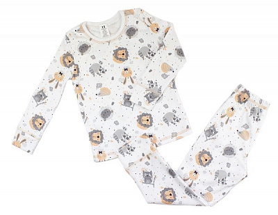 Пижама для девочек Маленькие люди Львята р.122–128 белый с принтом 