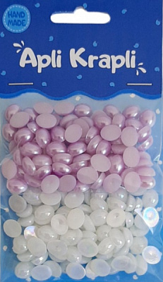 Набор для творчества полубусины сиреневые и белые АпліКраплі