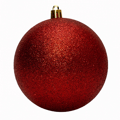 Куля новорічна глітер червона10 см d 100 мм червоний 891831