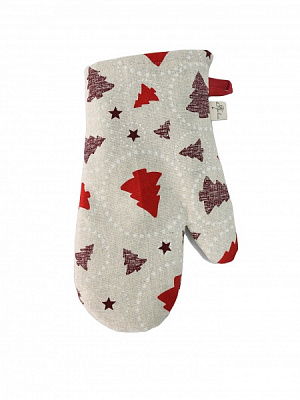 Рукавиця Christmas tree 17x28 см бежевий із червоним Прованс