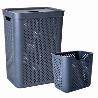 Кошик для білизни Алеана Simple з органайзером 45 л граніт