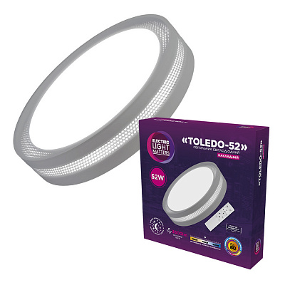 Светильник потолочный ELM LED TOLEDO D395 мм 3000-6500 К,3600lm, пульт ДУ 52 Вт белый 26-0134
