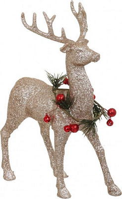Декорація новорічна Олень з ягідним віночком 33 см EPI-EY35656A