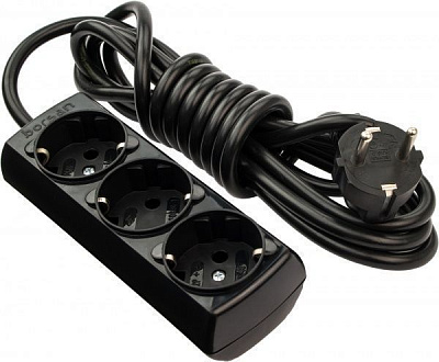 Удлинитель Borsan с заземлением 3 гн. черный 3 м BR.1573-3 