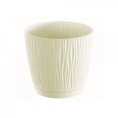 Горщик для квітів Prosperplast SANDY 130 мм з підставкою круглий 2л кремовий (26750-728)