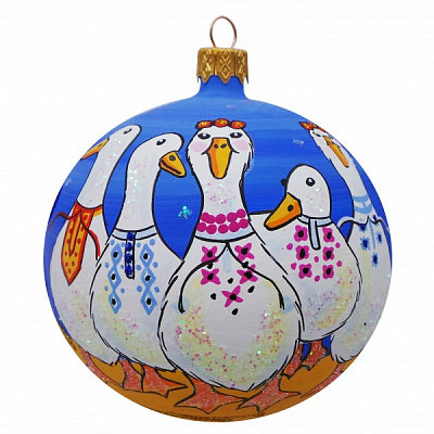 Ялинкова іграшка Доброго вечора ми з України 100 мм блакитний із малюнком К-1676-100