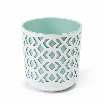 Кашпо пластикове Ламела Ацтек 250 круглий 10 л білий із м'ятним (LA792-47)