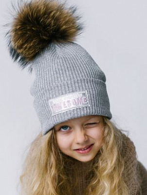 Шапка для девочек Dembo House Нино р.52-54 серый 