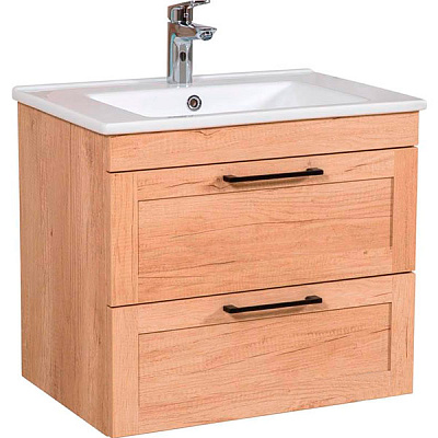 Тумба підвісна ScandiSPA Inari дуб небраска з умивальником Arte 65 см