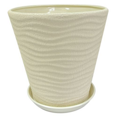 Горщик керамічний Оріана-Запоріжкераміка Нова Хвиля №1 шовк круглий 13,5л бежевий