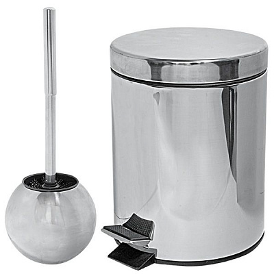 Набор ведро для мусора Trento 5 л + ершик полированный