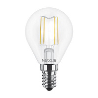 Лампа светодиодная Maxus FM G45 4 Вт E14 3000 К 220 В прозрачная 1-LED-547