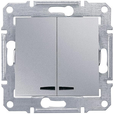 Выключатель двойной Sedna SDN0300360 алюминий
