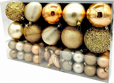 Набор елочных шаров Эксклюзив 4-8 см шампань 50 шт./уп. 