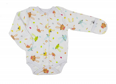 Боди для девочки Маленькие люди Кролики р.62 белый с рисунком 