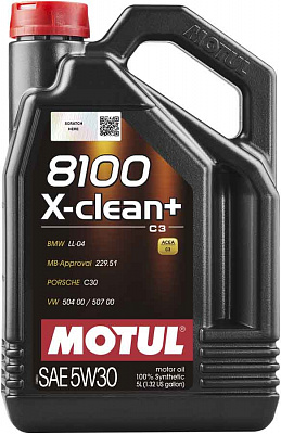 Моторна олива синтетична Motul 8100 X-Clean+ 5W-30 5 л (8100 X-CLEAN+ 5W30 5L)