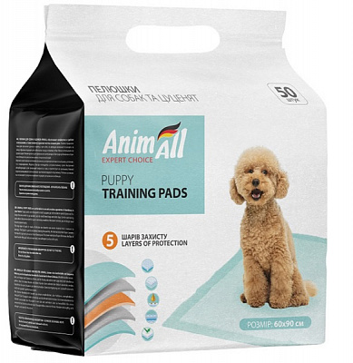 Пелюшки одноразові AnimAll 60x90 см 50 шт. для собак/для цуценят