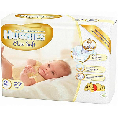 Подгузники Huggies Elite Soft 2 4-6 кг 27 шт