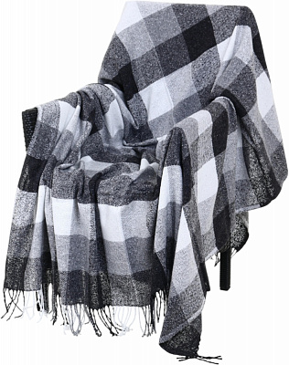 Плед напіввовняний Vladi 170x210 см чорно-білий