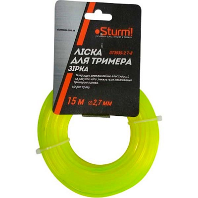 Леска для триммеров Sturm GT3535-2.7-8 15 м звезда O2,7 мм