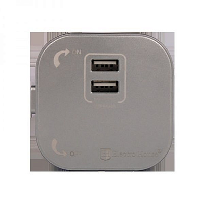 Розетка USB подвійна із заземленням ElectroHоuse Unique Elegance Подвійна USB розетка трекова (срібло) без кришк