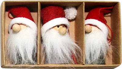 Набор деревянных фигурок Девилон Дед Мороз, 3 шт., красные, дерево (480197) 7 см