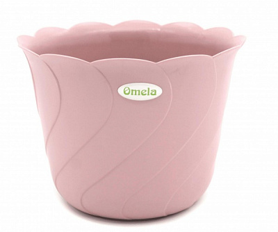 Кашпо пластикове Омела Батик круглий 2 л пудровий