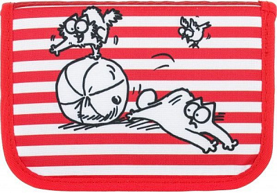Пенал школьный Кот и мяч Simon's Cat красный с белым