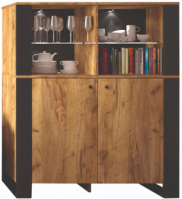 Комод SOKME 2Д Олд Вуд дуб крафт золотой/чорный 