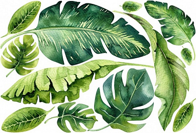 Декоративная наклейка Design stickers Тропические листья 2 листа А3 в наборе 42x59,4 см